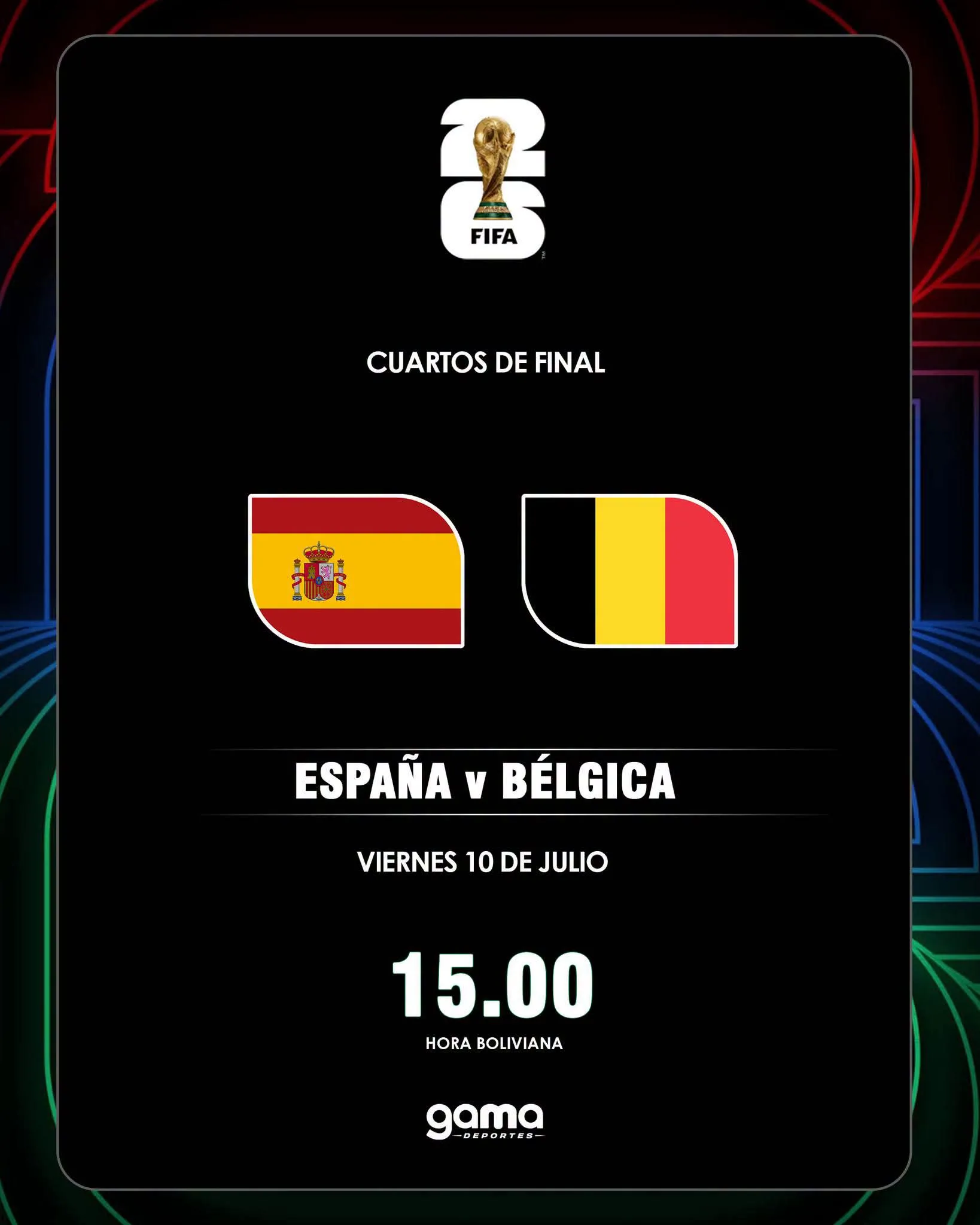 Viernes 10 de julio LOS CUARTOS  Los cuatro cruces de la próxima fase, que arranca este viernes con España-Belgica,