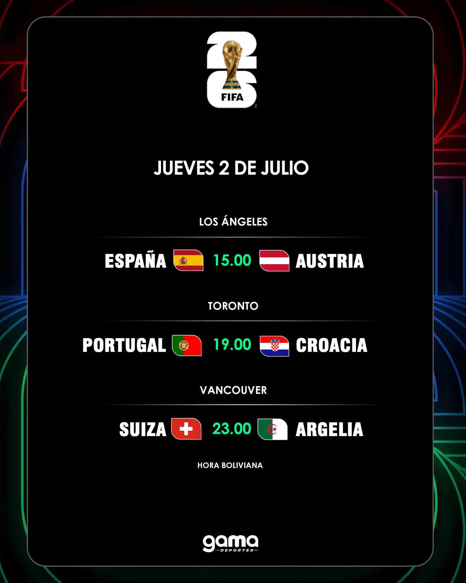 Hoy jueves 2 de julio Se eleva más la tensión del mundial 2026